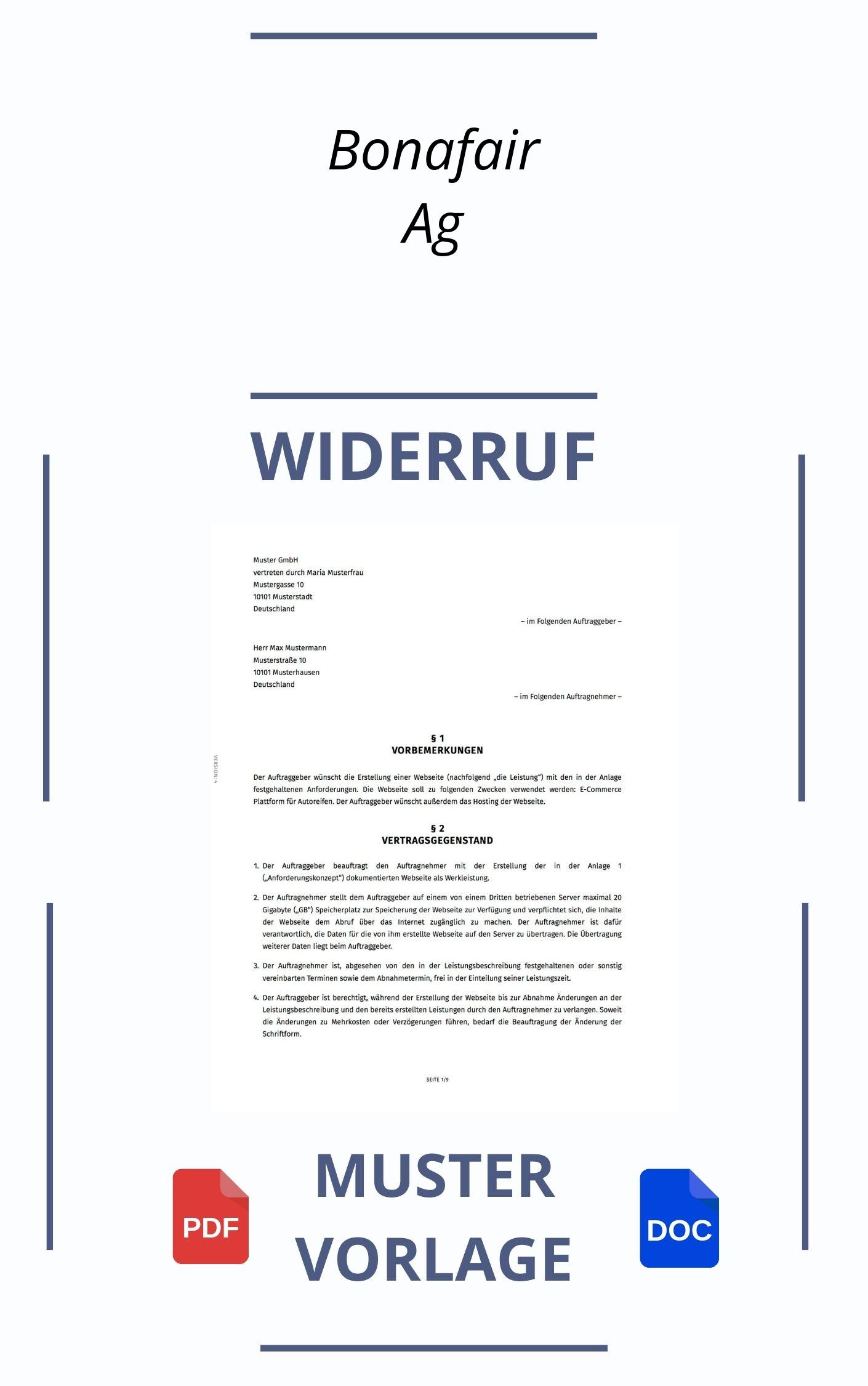 Bonafair Ag Widerruf