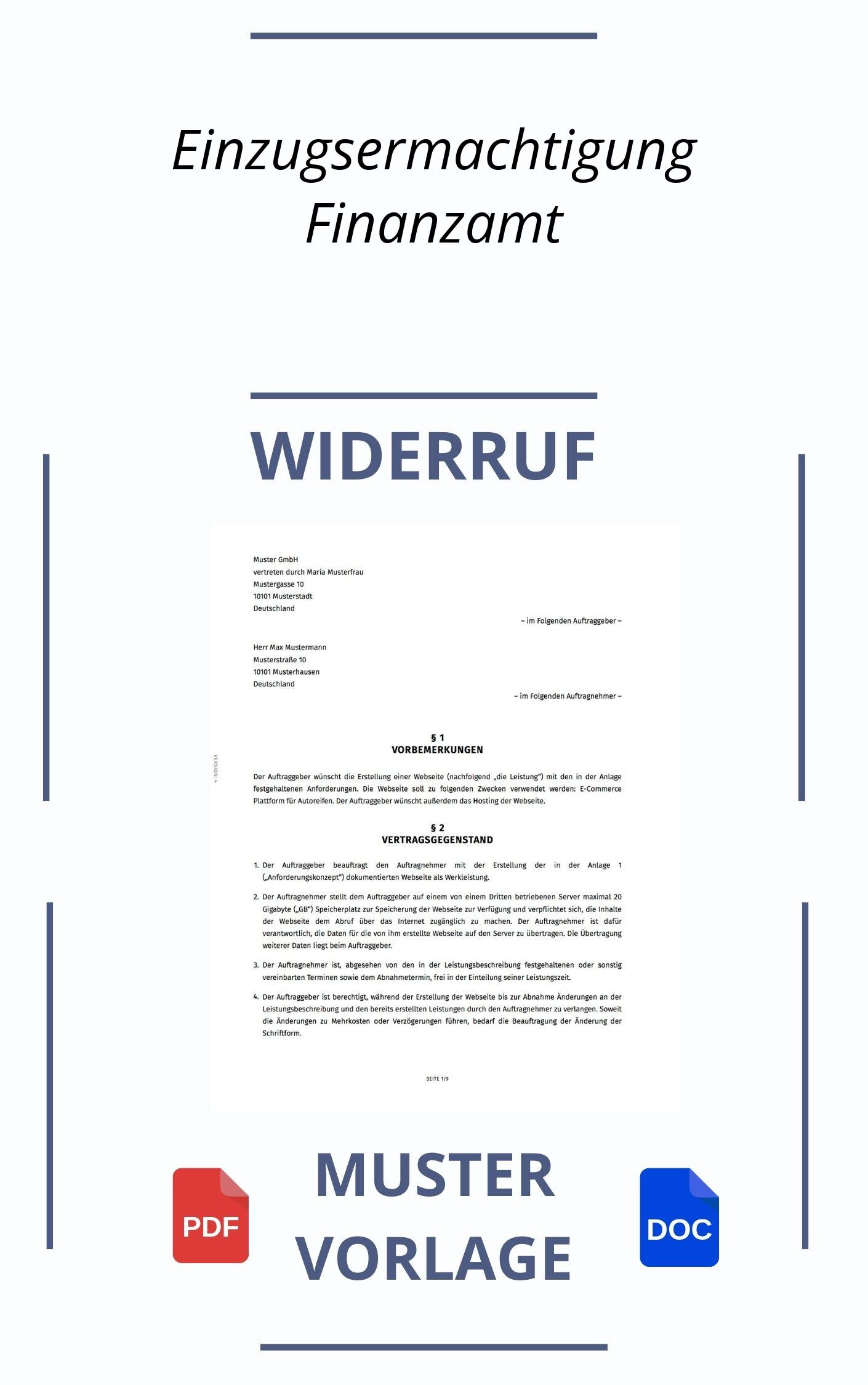 Widerruf Einzugsermächtigung Finanzamt