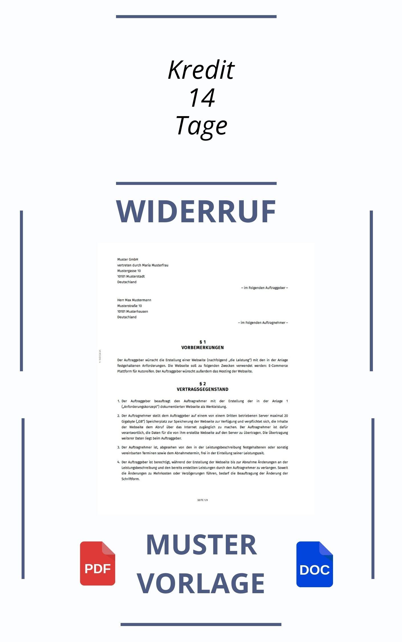 Kredit Widerruf 14 Tage