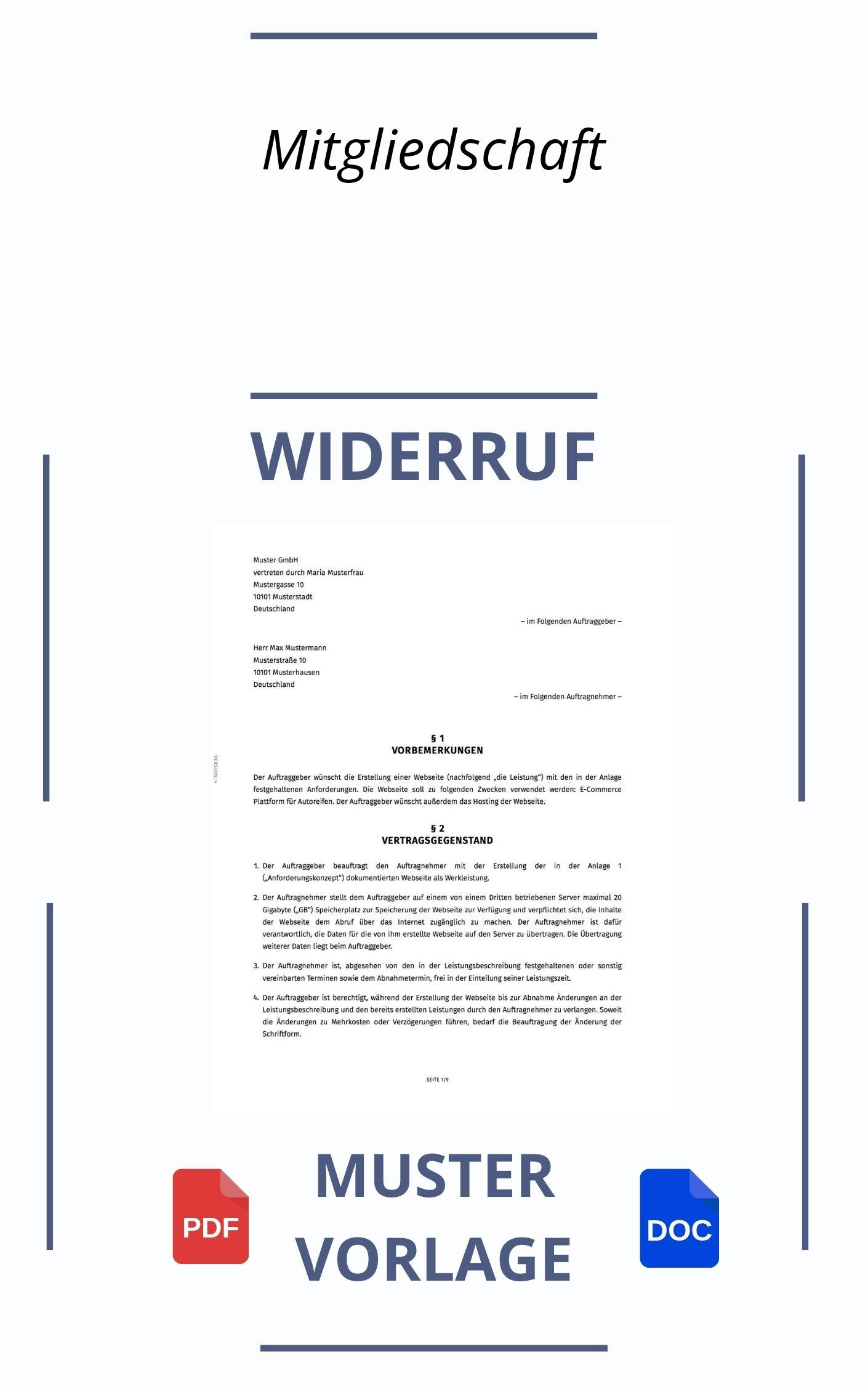 Widerruf Mitgliedschaft