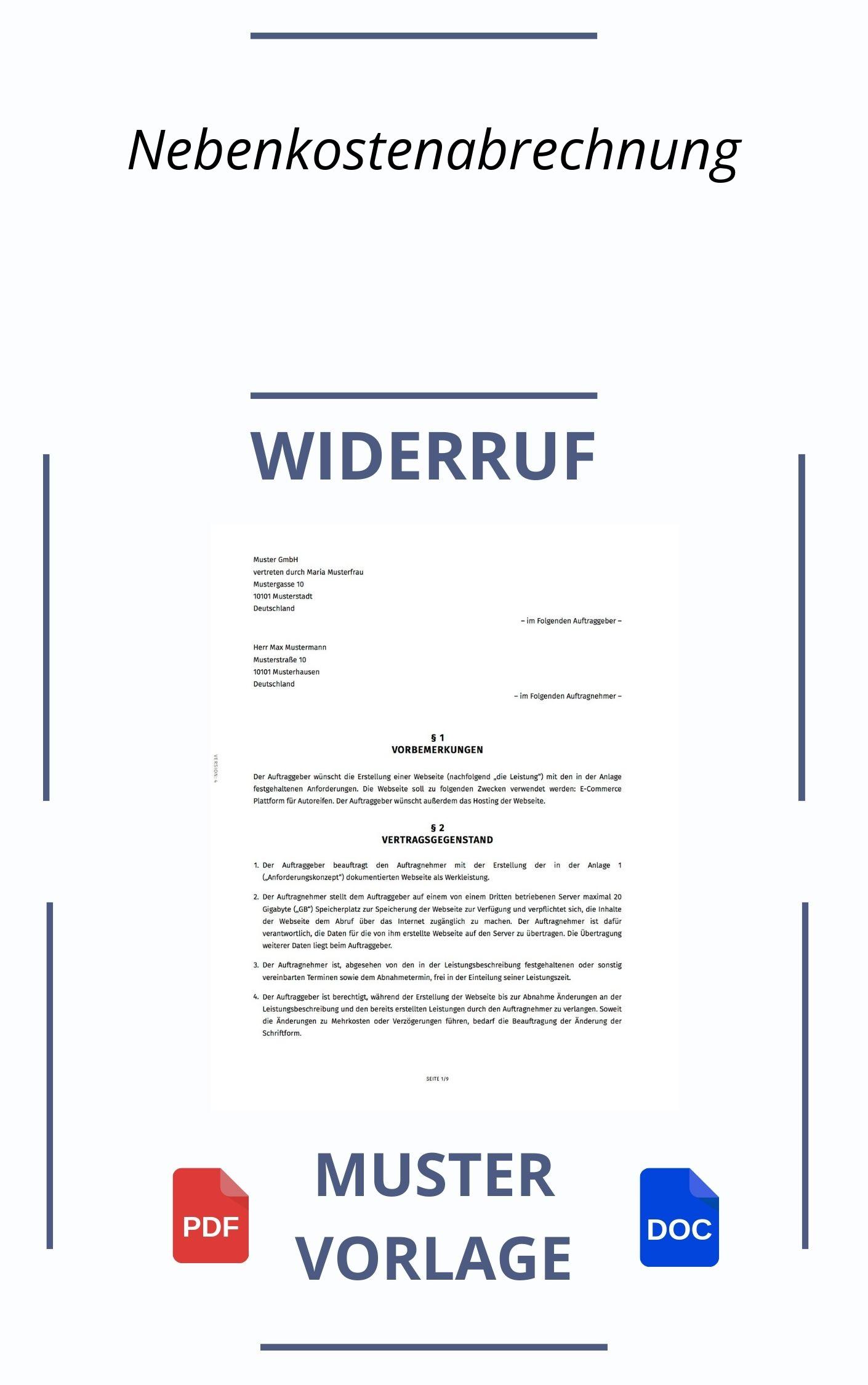 Widerruf Nebenkostenabrechnung