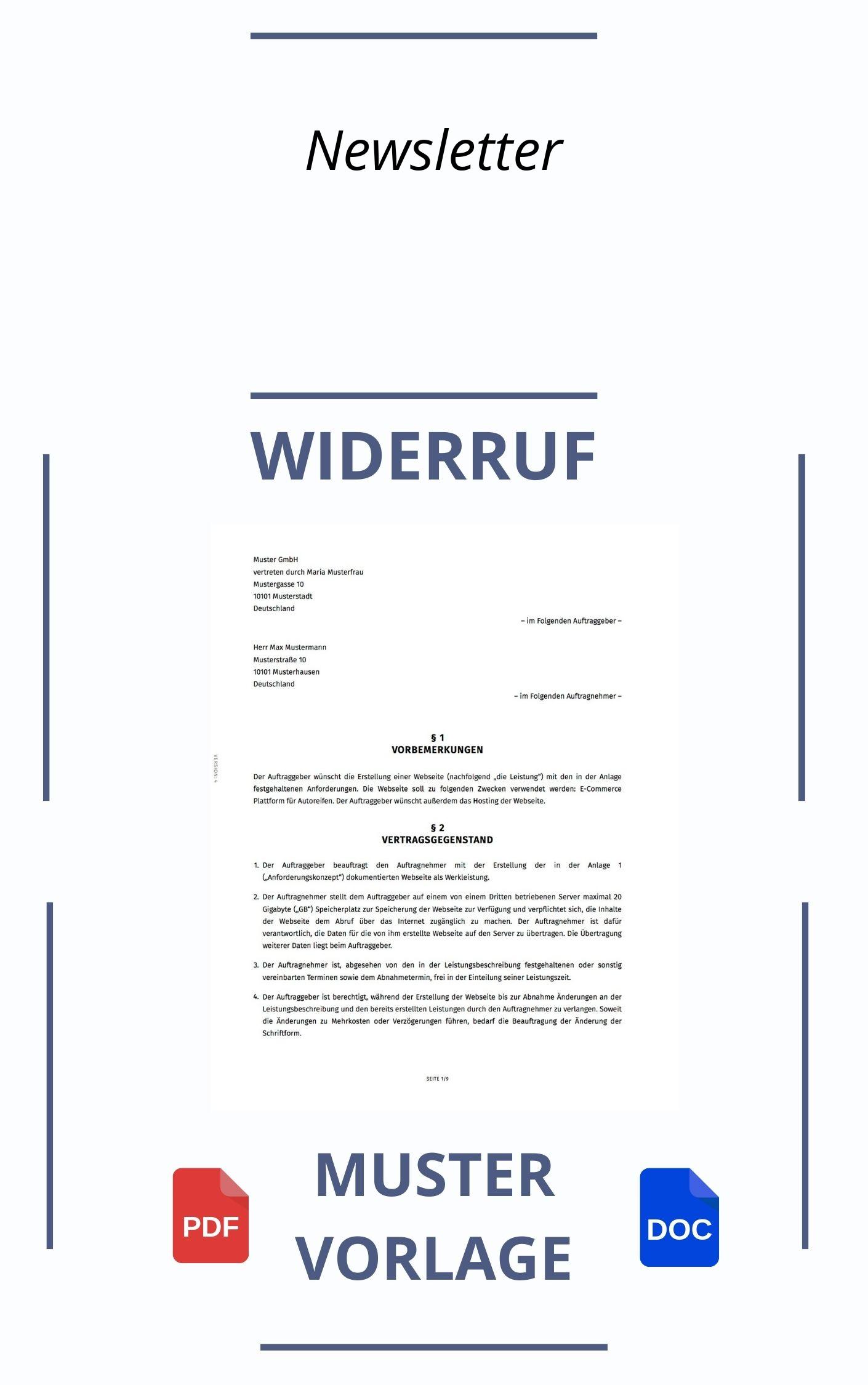 Widerruf Newsletter