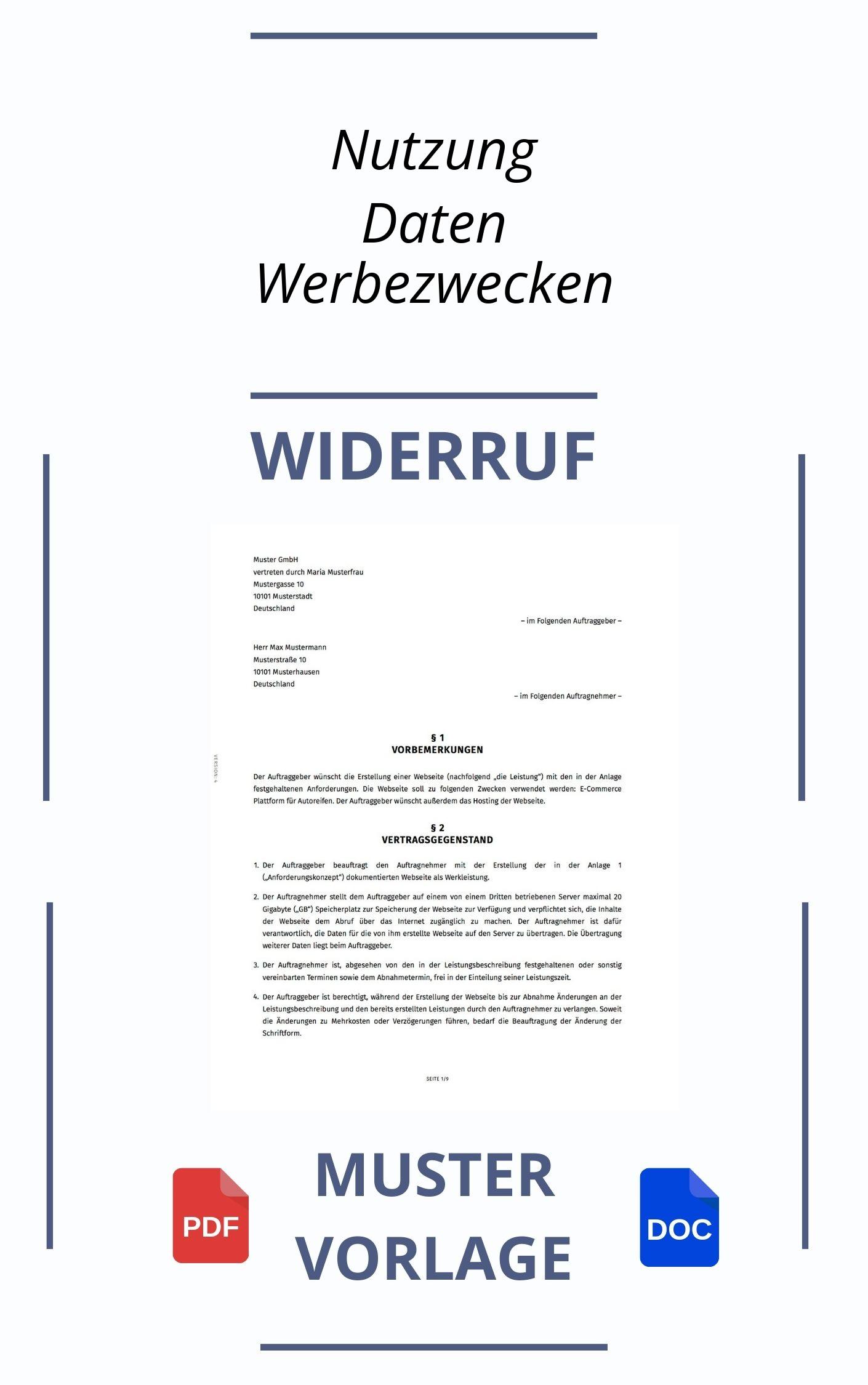Widerruf Nutzung Daten Werbezwecken