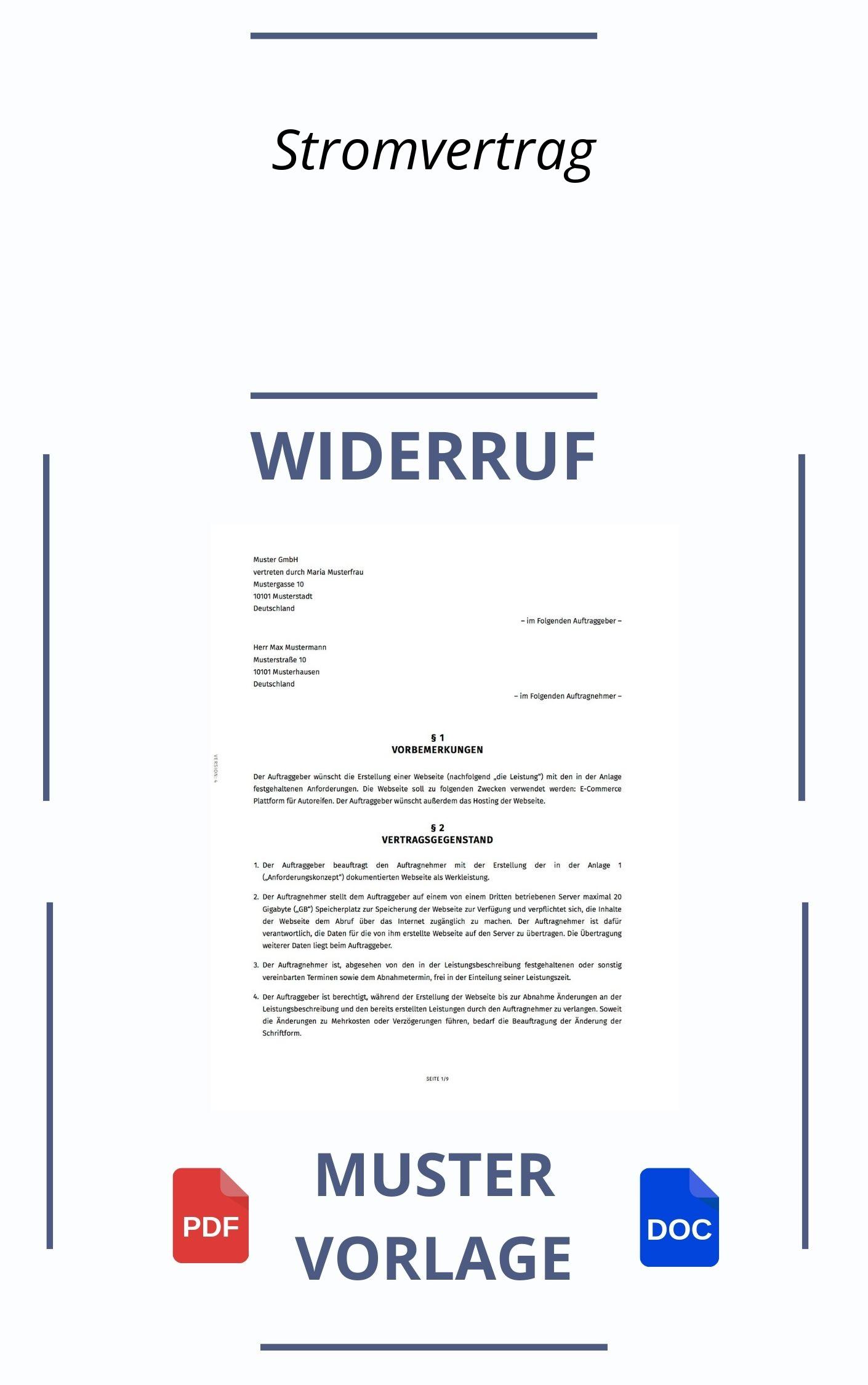 Widerruf Stromvertrag